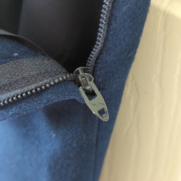 Pendleton 80's Vintage 100% Wool Classic High Waisted A-Line Midi Skirt Navy 14 - Picture 5 of 13